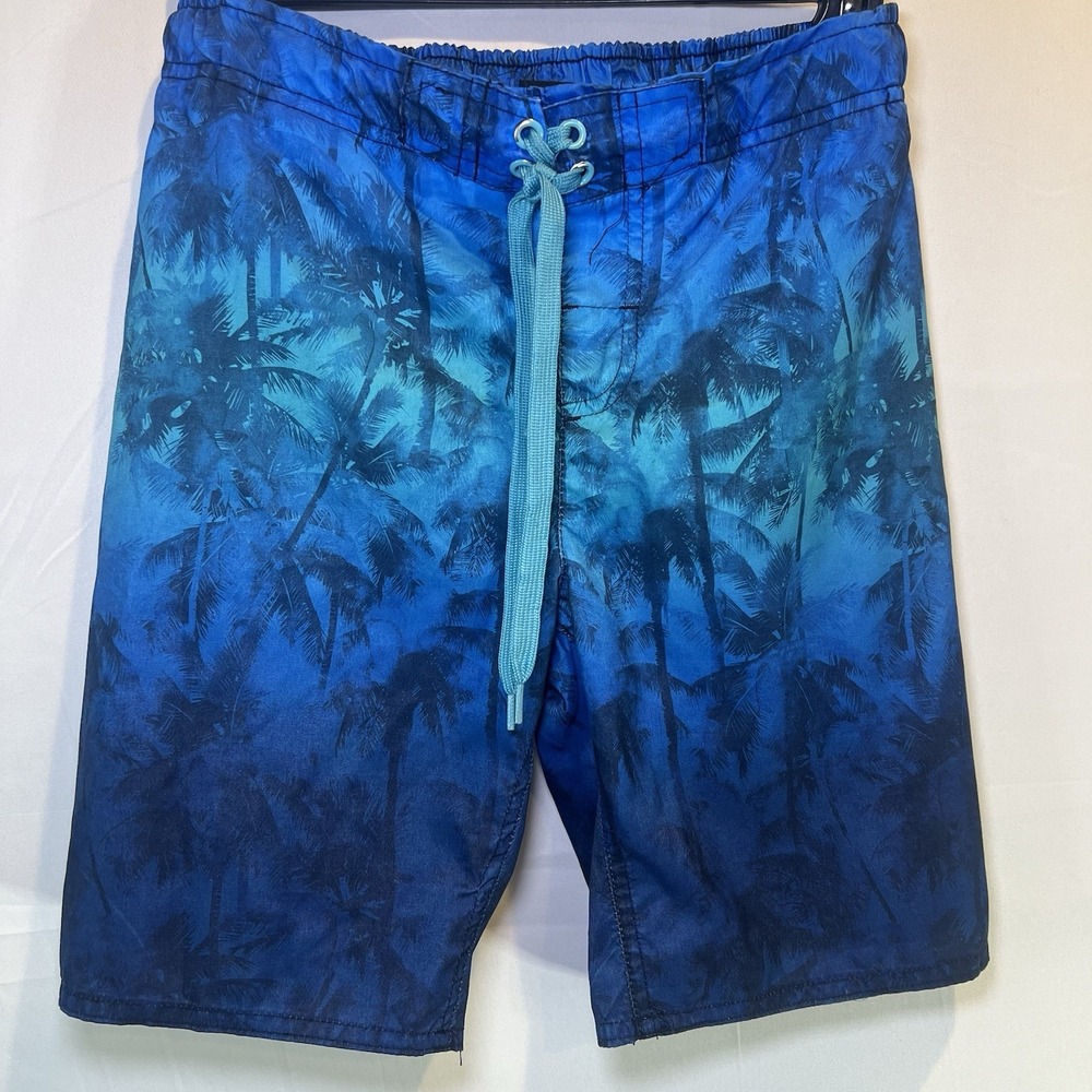 Distortion Blue and Green Swim Shorts Trunks with Tropical Design M‎ 10/12